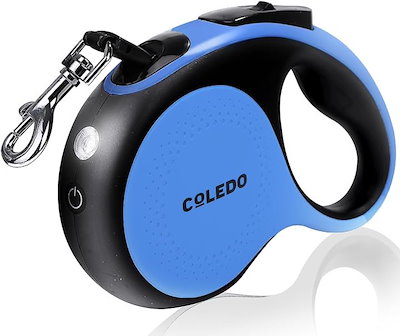 他サイト： 犬 リード 伸縮 LEDライト付き USB 充電式 小型犬 中型犬 大型犬 長さ : 5メートル 荷重 30kg( ブルー)の商品画像