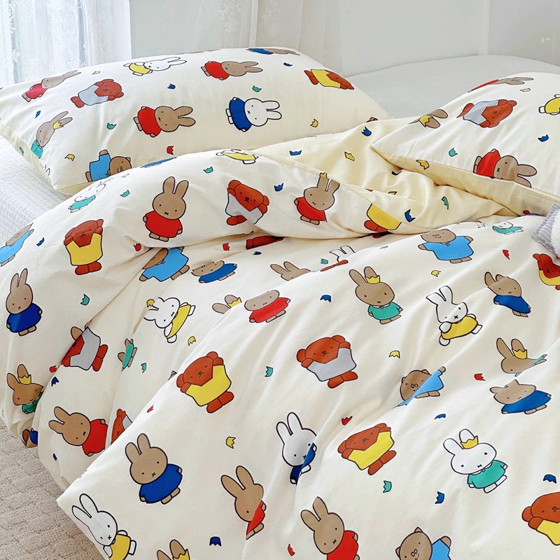 ミッフィー 布団カバーミッフィーうさぎのコットン掛け布団カバー かわいいコットンシングル掛け布団カバー シングルダブル掛け布団カバー
