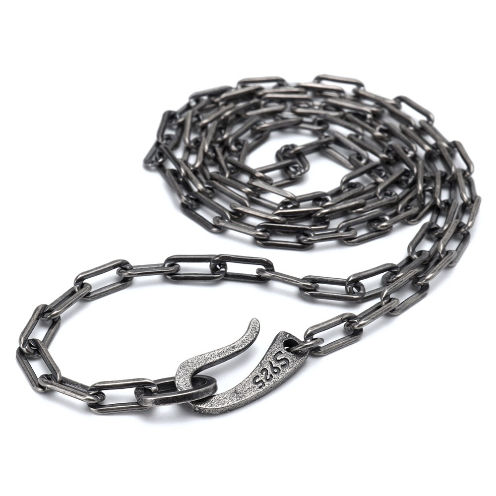 シルバー925 長小豆チェーンネックレス [cs063-3mm]