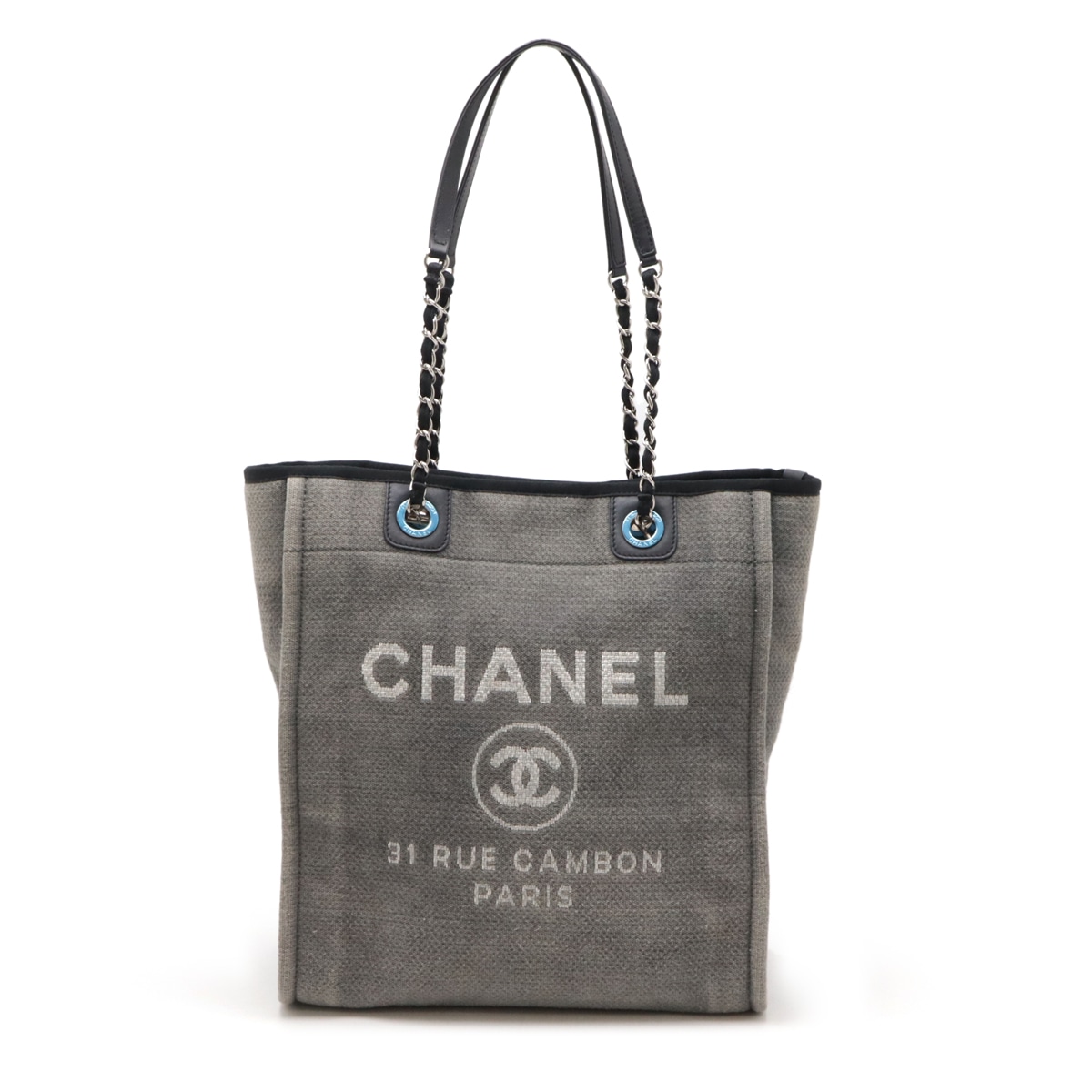 ドーヴィル トートバッグ ショルダーバッグ チェーンショルダー キャンバス レザー グレー系 ブラック 黒 A6693