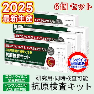 6個 【2025新品 伝染性有無検査】 インフルエンザ 抗原検査キット 新型コロナウイルス インフルエンザ A/B 検査キット 抗原 インフル 同時 検査 キット 自宅 5分で判定 研究用 小林薬品