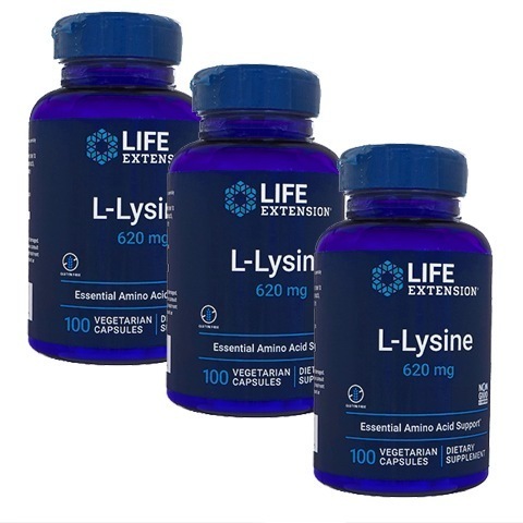 ライフエクステンション　L-Lysine620mg 100ベジカプセル 3本 Life Extens