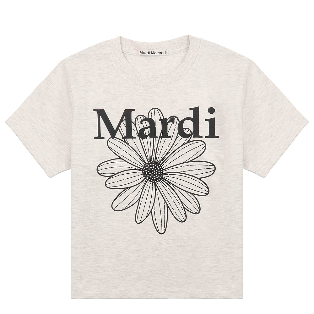 Tシャツ SLIM TSHIRT FLOWERMARDI OATMEAL BLACK 半袖 レディース 韓国 ファッション アパレル