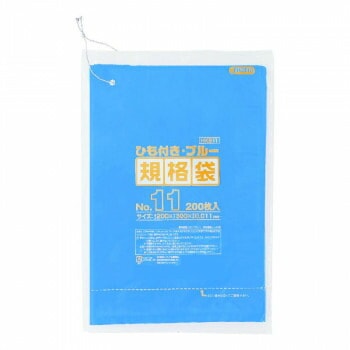 ジャパックス HD規格袋 厚み0.010～0.012mm No.11 ひも付き 青 200枚x10冊x4箱 HKB11