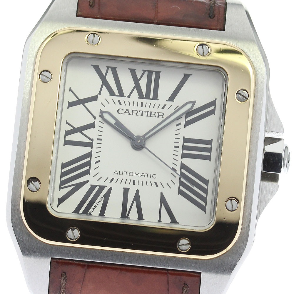 ベルト訳あり カルティエ CARTIER W20072X7 サントス100 LM K18YGベゼル 自動巻き メンズ _820807【中古】