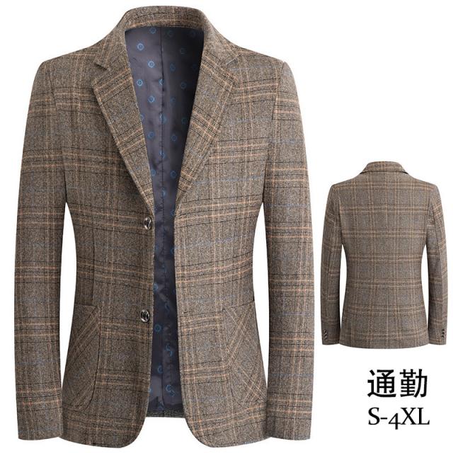 【限時割!引!】テーラードジャケット メンズ ジャケット プレザー ジャケット チェック柄 アウター 長袖 ビジネス カジュアル 着痩せ 春 4,232円
