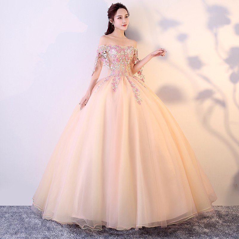 カラードレス ロングドレス 演奏会 コンサート パーティードレス ウェディング 二次会 プリンセス 結婚式 ステージ衣装 大きいサイズ シャンペン色