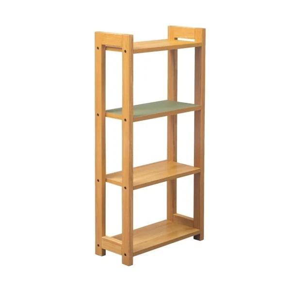 棚 シェルフ ラック 木製 棚 ナチュラル ピスタチオグリーン 木目柄 おしゃれ 北欧 シンプル 無垢材 天然木 4段 リノリウム
