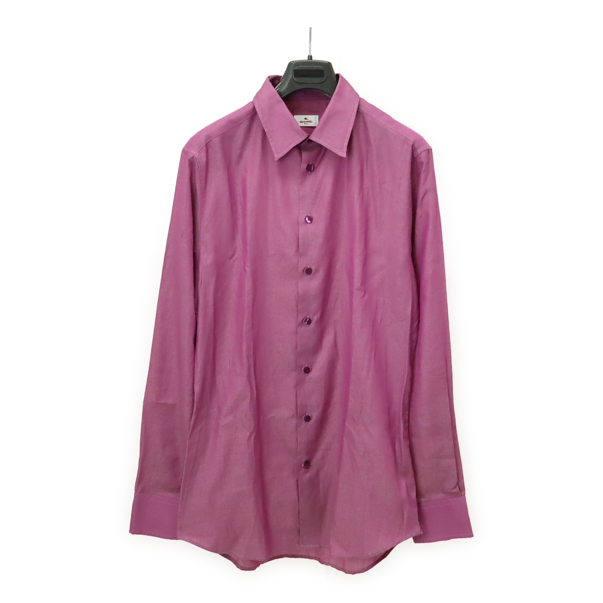 Yシャツ ワイシャツ 長袖シャツ ストライプ コットン100% 綿100% パープル 紫 #39 アウトレット