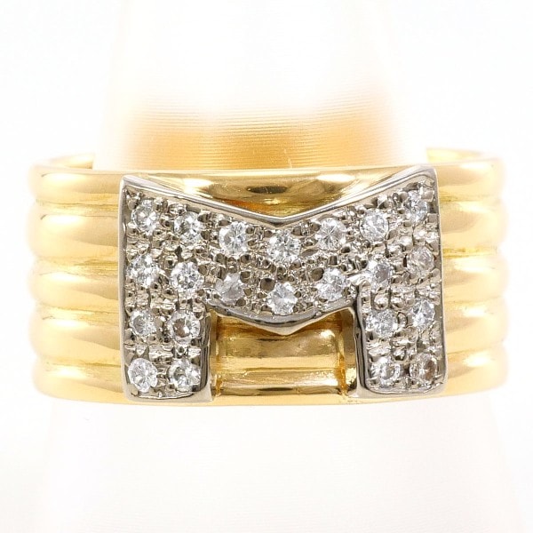 K18 18金 WGYG リング 指輪 18号 ダイヤ 0.26 カード鑑別書 ジュエリー 中古