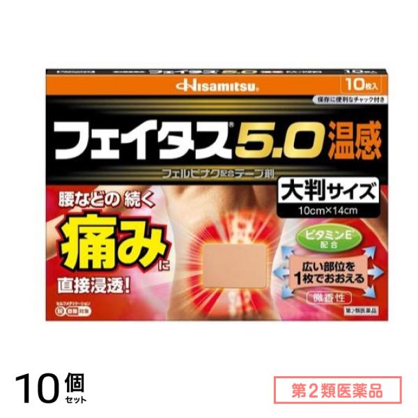 第２類医薬品 フェイタス5.0温感大判サイズ 10枚 10個セット