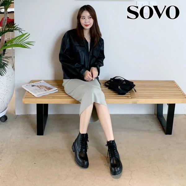 SOVO/レースアップ/戦闘用ブーツ/4cm