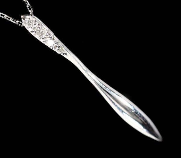 憧れの最高級天然 ダイヤモンド ネックレス スティック ソード 曲線美 K18 国内生産品 ダイ