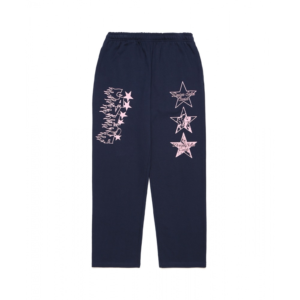 キャヴィッシュ スターロゴプリント スウェットパンツ ネイビー(CV2CFUPA01A)