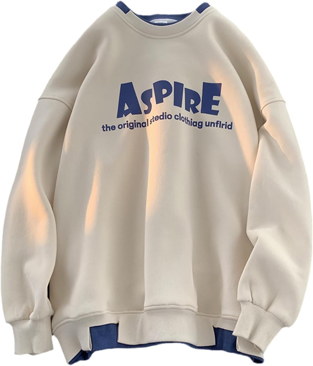 フルオーバー 英字 クルーネック トレーナー メンズ パーカー スウェット 長袖トップス 重ね着風 春秋 柔らかい肌触り 快適 薄い 簡約 韓国風 ストリート系 スタイリッシュ 青年 学生 普段使い