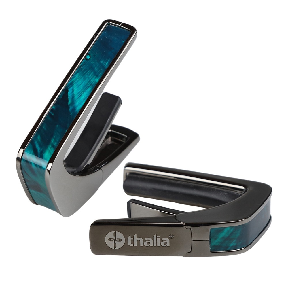 Thalia Capos ギターカポタスト Black Chrome Finish w/Teal Angel Wing Inlay TH-CB200-TW アメリカ製【並行輸入】