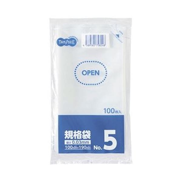 (まとめ)TANOSEE 規格袋 5号0.03×100×190mm 1セット(1000枚:100枚×10パック)(×10セット)