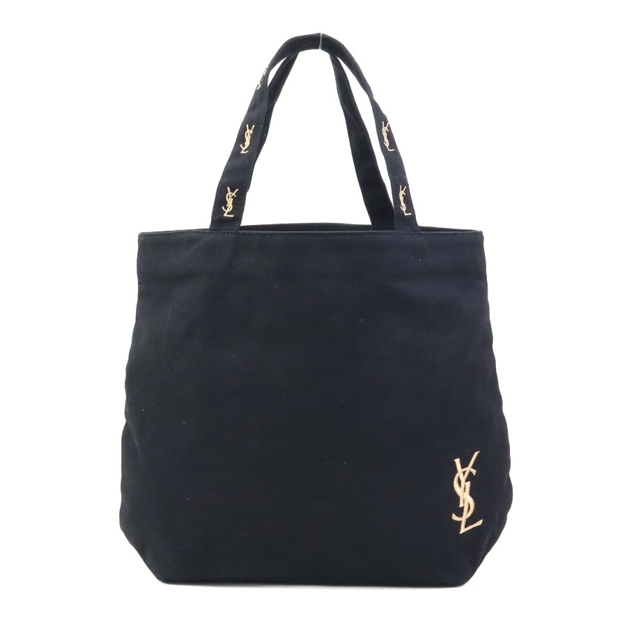 イヴ サンローラン YVES SAINT LAURENT ハンドバッグ キャンバス ブラック レディース r10723a