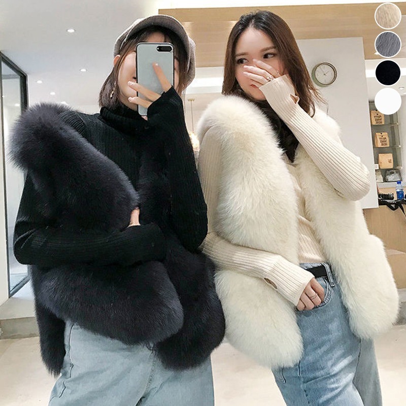 【10点セット】韓国ファッション 毛皮ベスト ベスト トップス レディース 純色 ウールチョッキ C007
