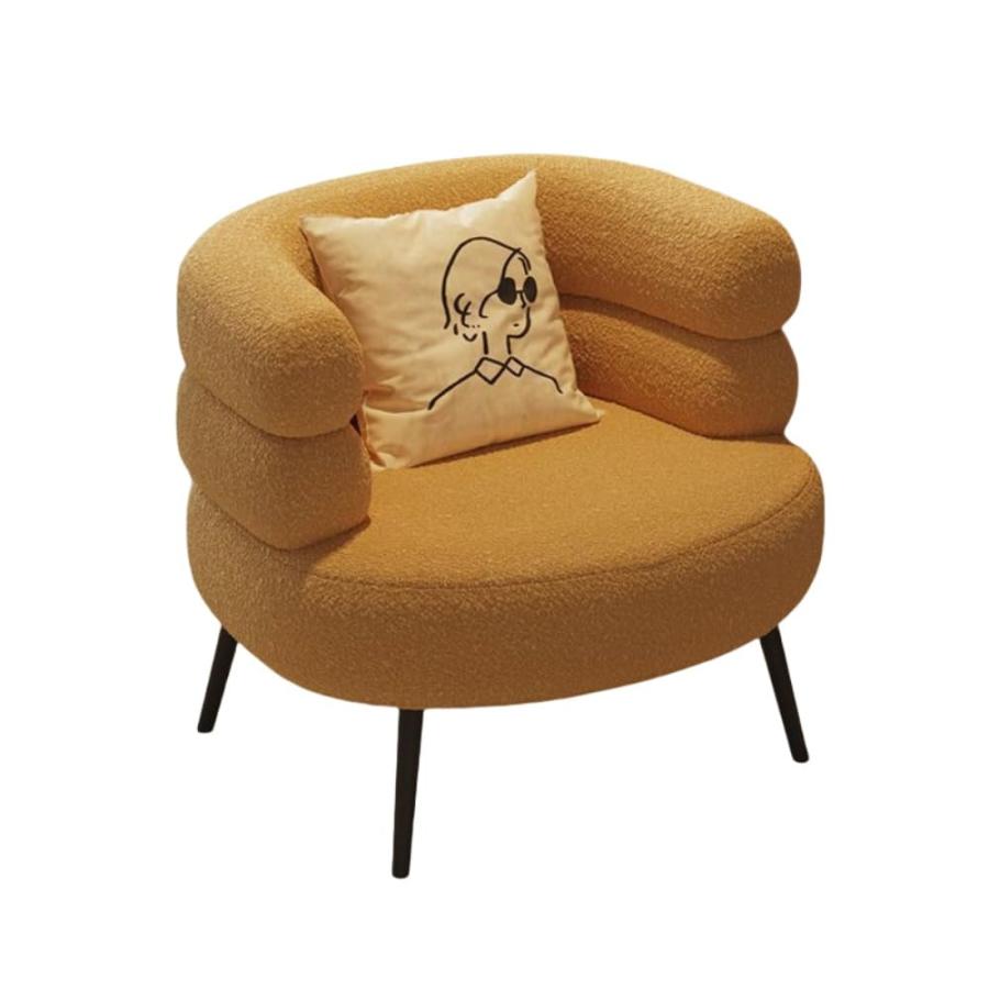 シングルソファファッションラムベルベットファブリックソファファッション軽い高級小さなアパート一人暮らし快適北欧スタイルシングルソファソ