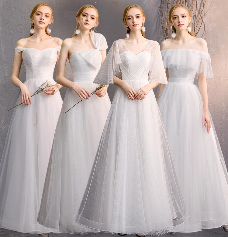 パーティードレス 成人式 ロングドレス お揃いドレス ワンピース 白 ブライズメイドドレス レディース ウエディングドレス 二次会 結婚式 フォマール 合唱 コーラス 編み上げ お呼ばれ 二次会 卒業