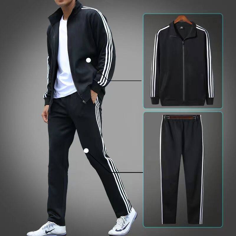 メンズカジュアルスポーツスウェットスーツ春秋用スタンドカラージャケットゆったりとした大きいサイズスタイリッシュな若者向けランニングウェア