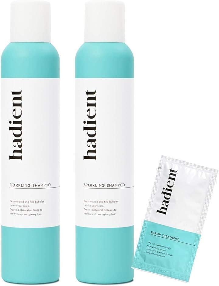 毛髪診断士推奨ハディエント 炭酸シャンプー オーガニック ヴィーガン スパークリングシャンプー ノンシリコン アミノ酸 200g 試供品付き (2本セット)