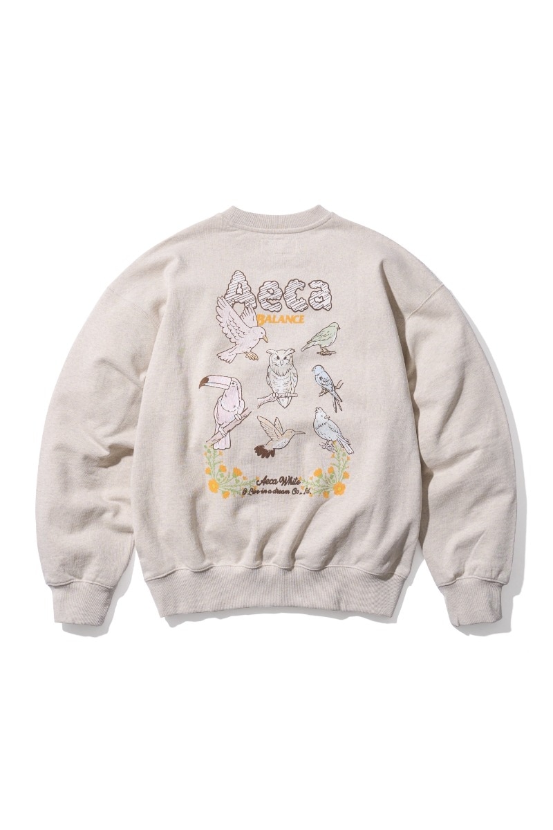 【AECA WHITE】 AECA BIRDS SWEAT SHIRT : OATMEAL 9,516円