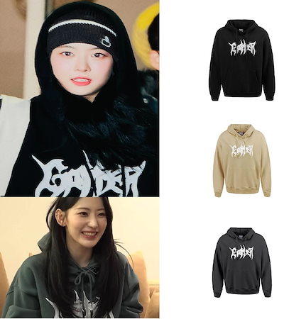 Le Sserafim CROP よろしき HOODIE (Black) ルセラフィム