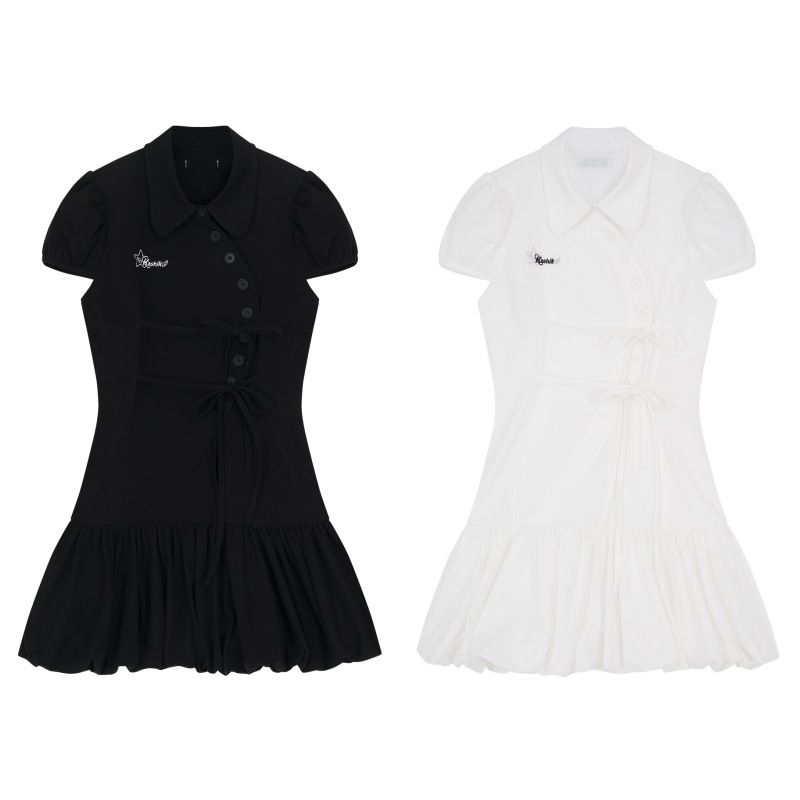 【KASHIKO】 PUFF PREPPY MINI DRESS : BLACK
