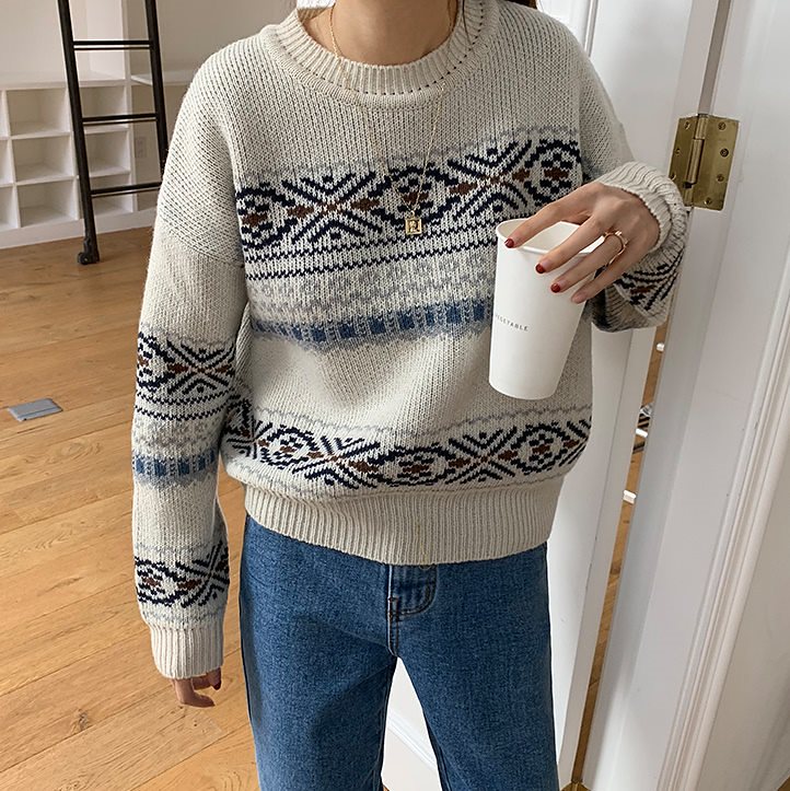 [A-COMMA] ラウンドネックニット