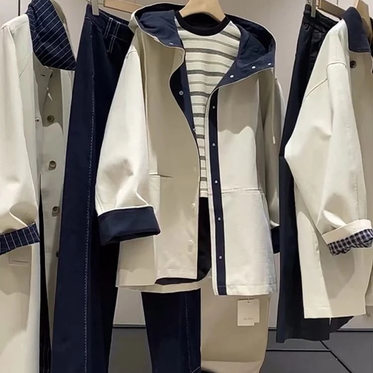 韓国風ウインドブレーカージャケット女性用2025新作小さいフード付き和風英国風カジュアル