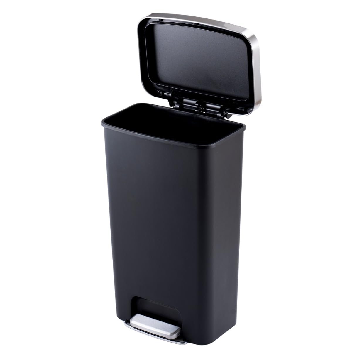 EKO ゴミ箱 ペダル式 ハナ ステップビン ブラック 45L ふた付き インナーボックス無し EK6266-45L-BL