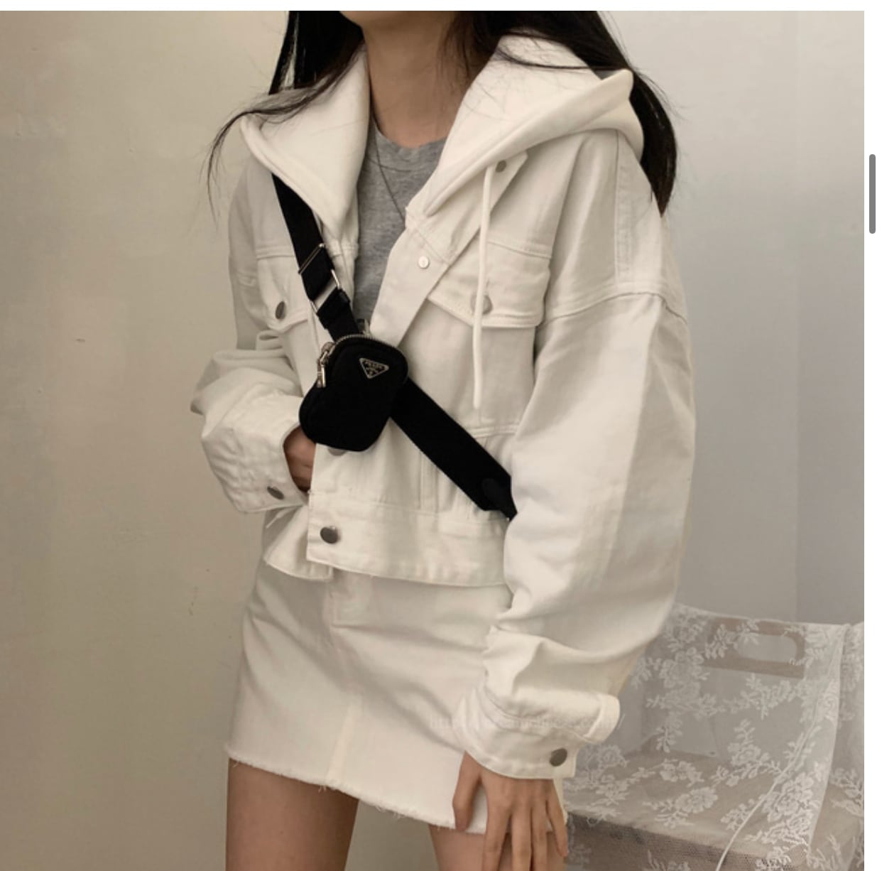 トップス スカート デート ブルゾン ジャケット デニムスカート ショート ショート丈 袖あり 長袖 デニム 個性的 ホワイト S M L セットアップ こなれ感 エレガント クール モード系