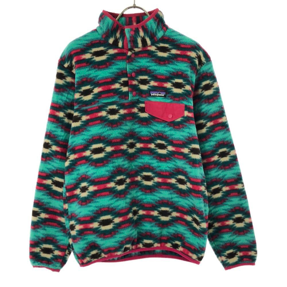 シンチラ 総柄 フリースジャケット S グリーン系 スナップT プルオーバー アウトドア 25455FA15 レディース