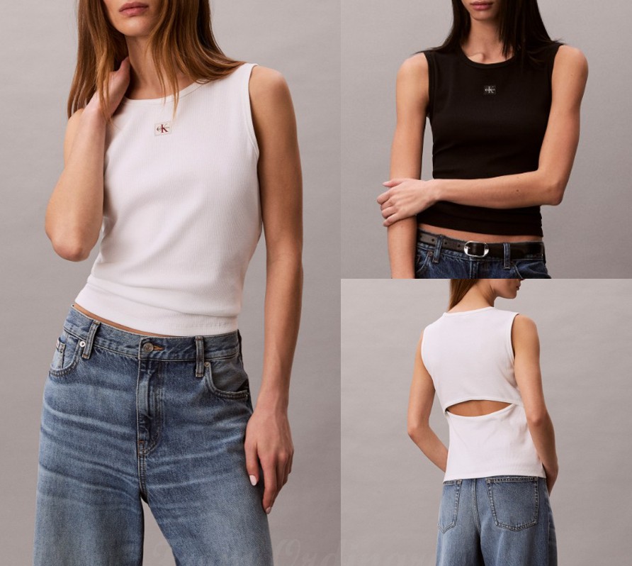 Woven Label Baby Rib Cut-Out Tank (47F246G)