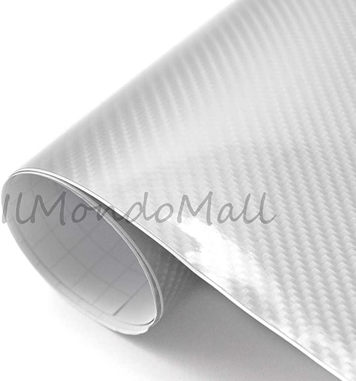 4D カーボンシート ハイグロス カーボン調 カーボンステッカー 艶有り 152x300cm( シルバー, 152x300cm)