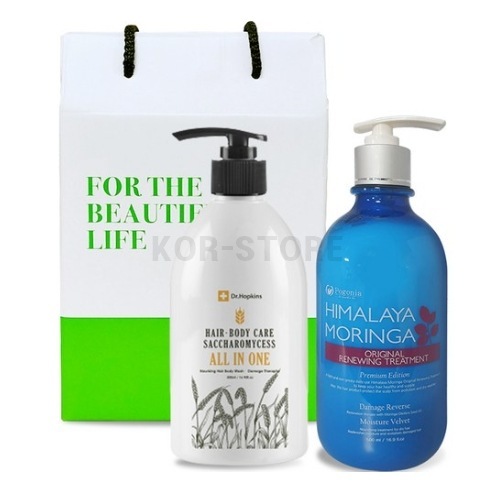 ドクター ホプキンス ビール 酵母 オールインワン シャンプー ボディウォッシュ 500ml + モリンガ トリートメント 500ml + ショッピングバッグ