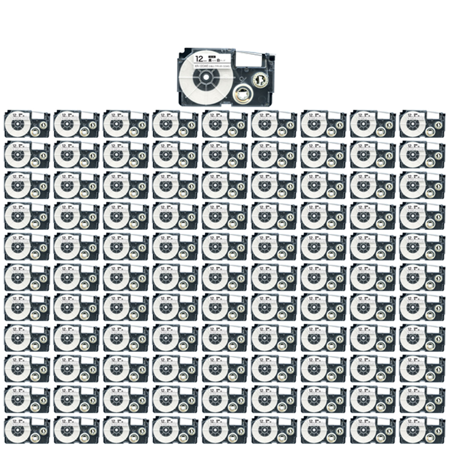 カシオ用 ネームランド 互換 テープカートリッジ XR-12GWE ラベル 強粘着 100個セット 12mm／白テープ／黒文字