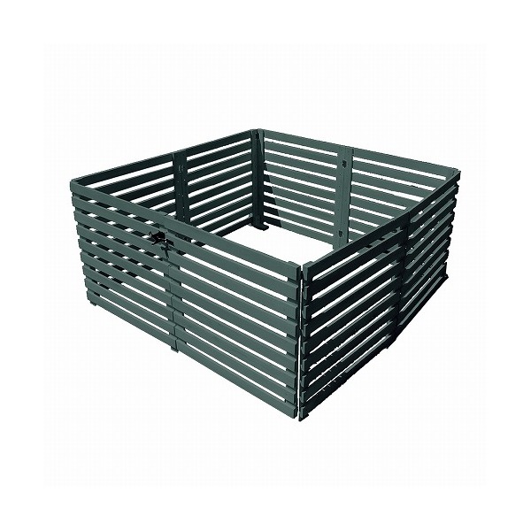 住まいスタイル WF-142YKGS-DGN 折り畳めるウッドフェンス ゲート付サークルセット(横ボーダー) ダークグリーン メーカー直送