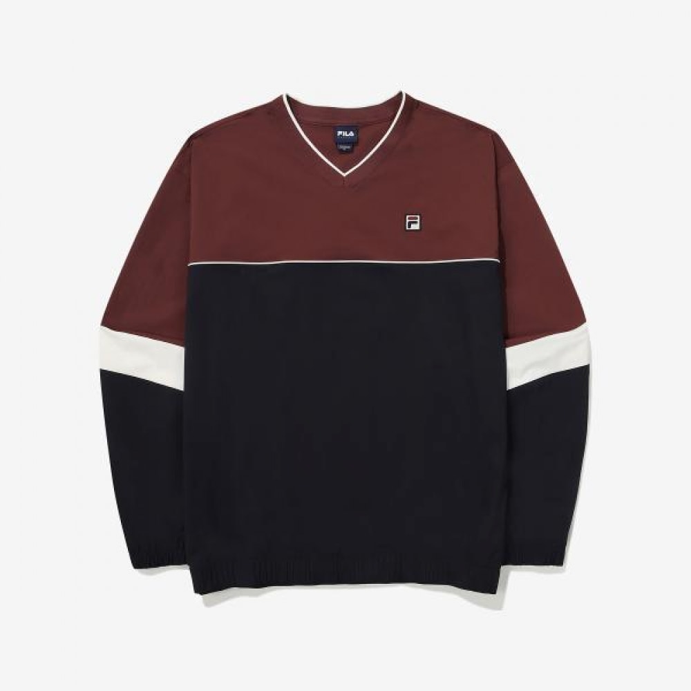 FILA カラーブロック Vネック ウーブン マンツーマン