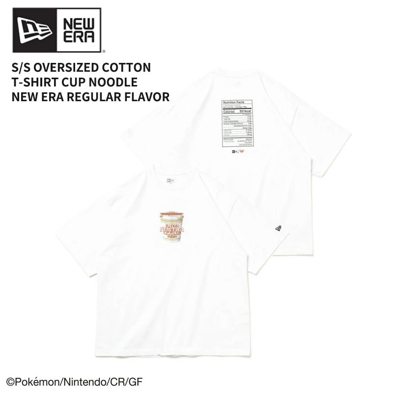 ニュー エラ NEW ERA 半袖 オーバーサイズド コットン Tシャツ CUP NOODLE カップヌードル NEW ERA レギュラー味 ホワイト トップス カットソー