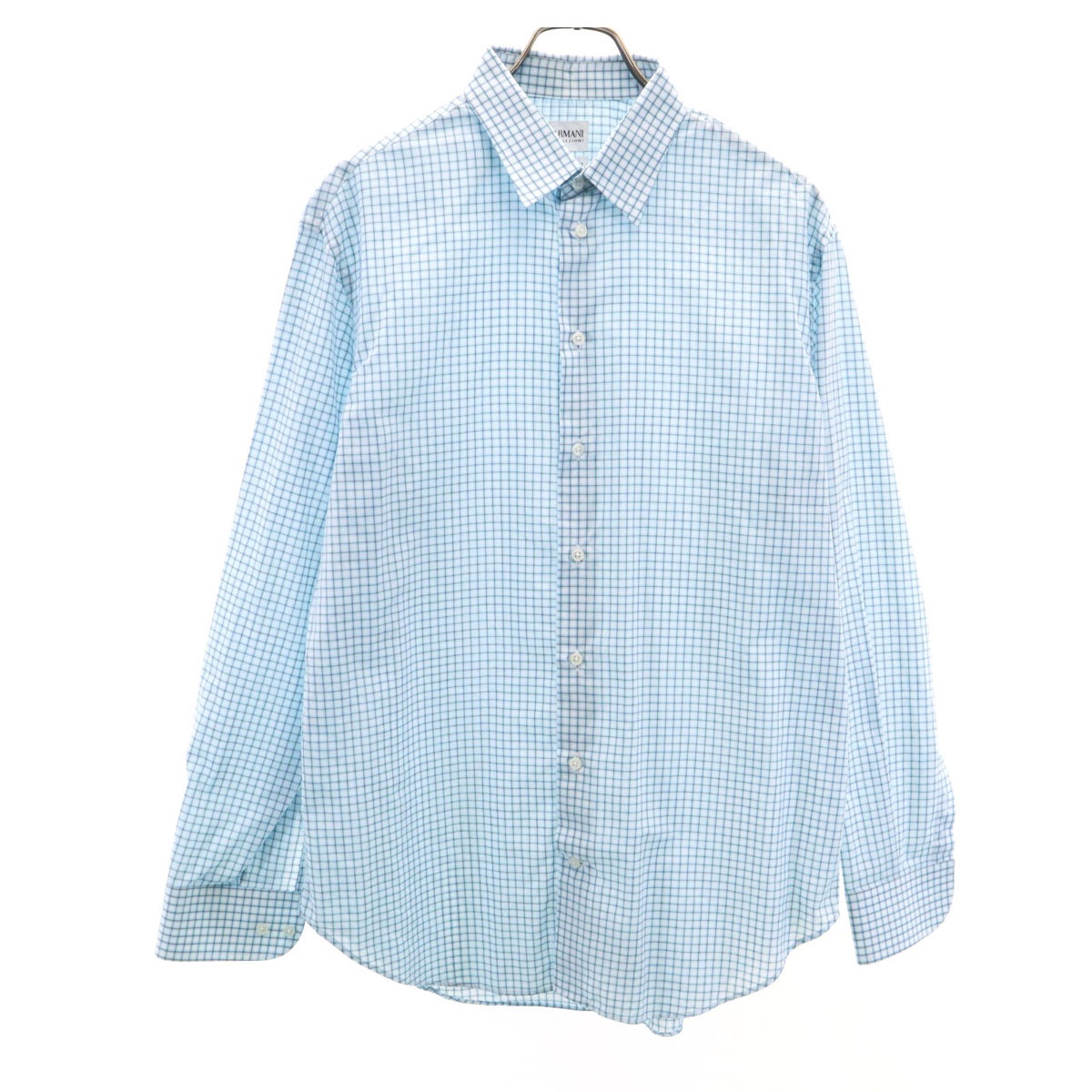 ARMANI COLLEZIONI アルマーニ コレッツィオーネ 長袖 コットンシャツ 41 ブルー系 メンズ 古着
