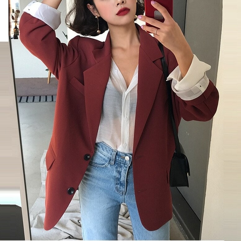 レディース テーラードジャケット アウター スーツ ジャケット 長袖 ワイド オーバーサイズ