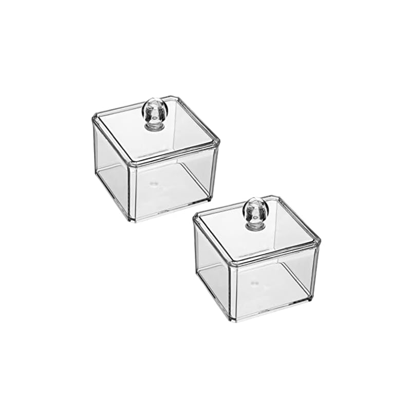 HAMILO クリアコスメケース フタ付き コットン 綿棒 約997.5cm 2個セット