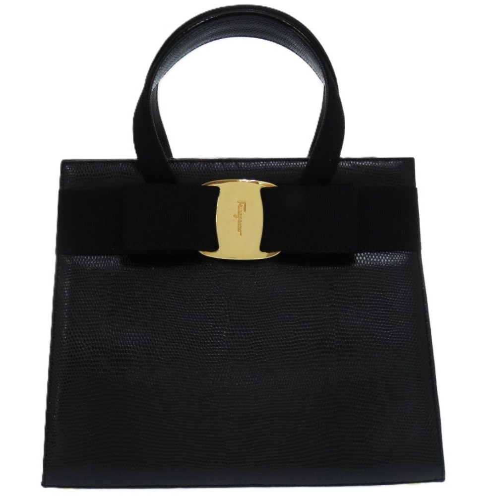 美品 サルヴァトーレフェラガモ ヴァラリボン 2way BA214178 ハンドバッグ レザー ブラック 0438【中古】Salvatore Ferragamo レディース