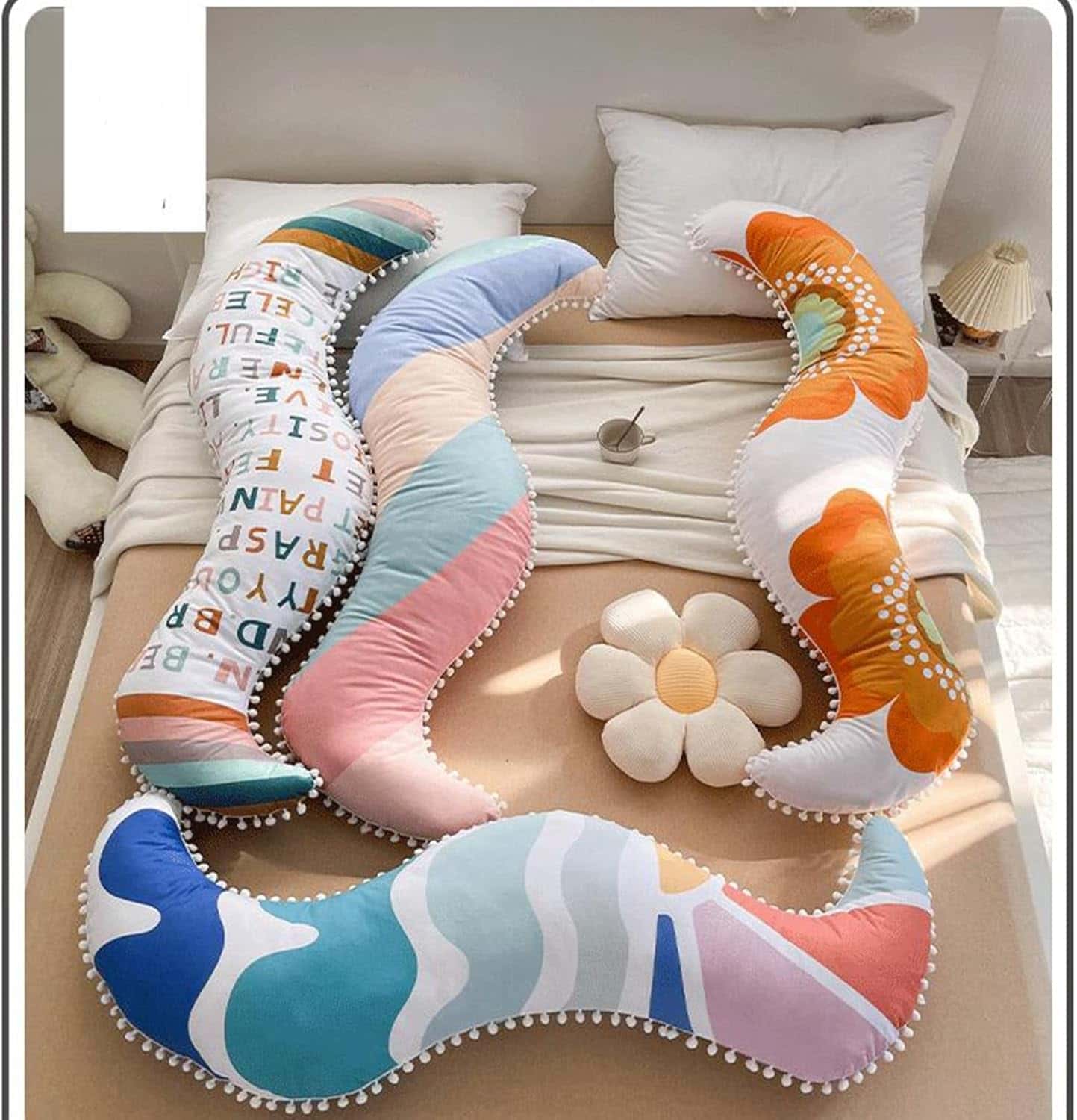 海馬型抱き枕 マタニティ 妊婦 全身枕 授乳クッション ボディフィット 柔らかい 絹綿 ロングソファーベッド用 安眠 体圧分散 多機能