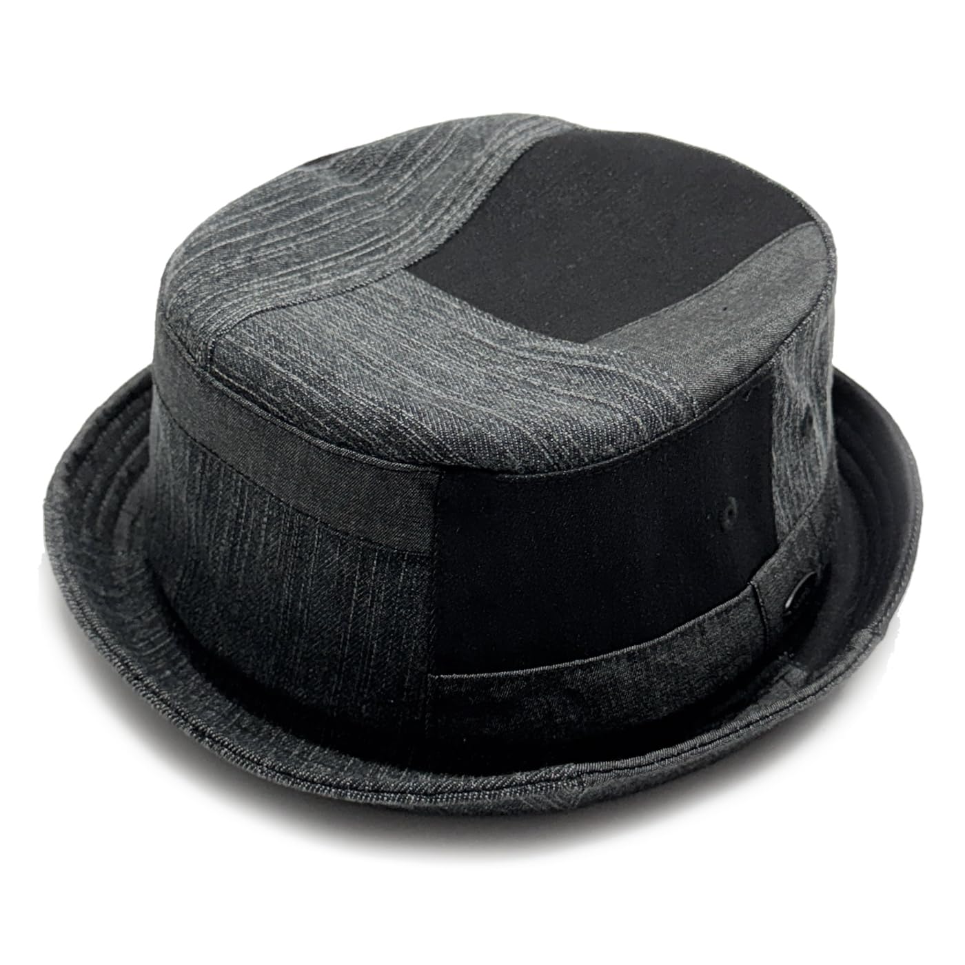 [ルーベン] RUBN BLACK CLECTION 別注デザイン 大きいサイズも選べる デニムパッチ ポークパイハット バケットハット バケハ パッチワーク ハット 切替え XL ブラック