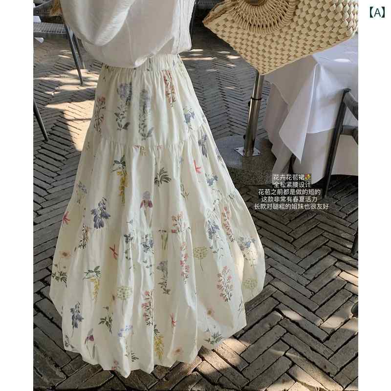 スカート　レディース　花柄 フレンチ プリントの ドローストリング バド スカート 女性用 春秋 2025年 ハイウエスト スリム 花柄 ロング 4,801円