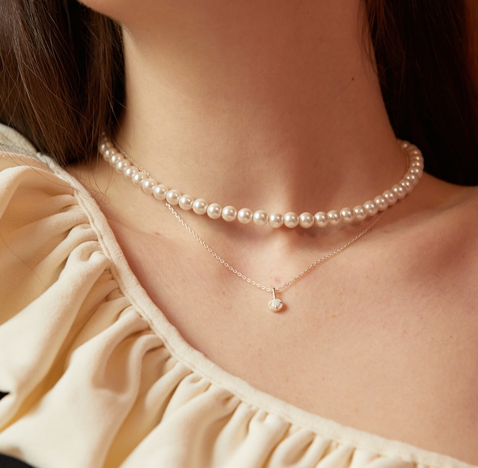 核真珠 オパール シルバー ネクリス (SET)